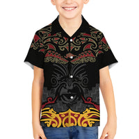 Custom New Zealand Rugby Family Matching Puletasi and Hawaiian Shirt Black Fern Maori Tribal Pattern LT03 Son's Shirt Black - Polynesian Pride