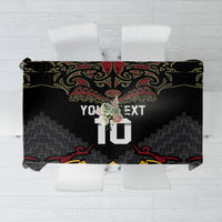 Custom New Zealand Rugby Tablecloth Black Fern Maori Tribal Pattern