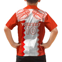 Custom Tonga Rugby Family Matching Short Sleeve Bodycon Dress and Hawaiian Shirt Ikale Tahi Ngatu Tribal Pattern LT03 - Polynesian Pride