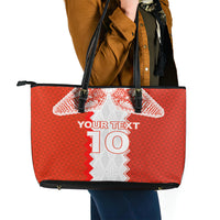 Custom Tonga Rugby Leather Tote Bag Ikale Tahi Ngatu Tribal Pattern