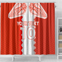 Custom Tonga Rugby Shower Curtain Ikale Tahi Ngatu Tribal Pattern