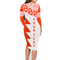 Custom Tonga Rugby Family Matching Long Sleeve Bodycon Dress and Hawaiian Shirt Ikale Tahi Ngatu Tribal Pattern Half Style LT03 - Polynesian Pride