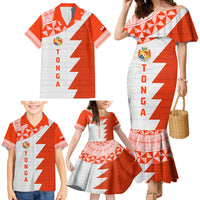 Custom Tonga Rugby Family Matching Mermaid Dress and Hawaiian Shirt Ikale Tahi Ngatu Tribal Pattern Half Style LT03 - Polynesian Pride