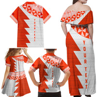 Custom Tonga Rugby Family Matching Off Shoulder Maxi Dress and Hawaiian Shirt Ikale Tahi Ngatu Tribal Pattern Half Style LT03 - Polynesian Pride