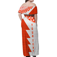 Custom Tonga Rugby Family Matching Off Shoulder Maxi Dress and Hawaiian Shirt Ikale Tahi Ngatu Tribal Pattern Half Style LT03 - Polynesian Pride