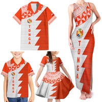 Custom Tonga Rugby Family Matching Tank Maxi Dress and Hawaiian Shirt Ikale Tahi Ngatu Tribal Pattern Half Style LT03 - Polynesian Pride