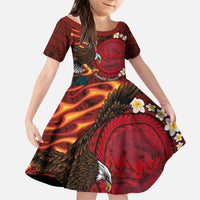 American Samoa Manulele Tausala Nu'uuli Kid Short Sleeve Dress Tatau Art Pattern with Tropical Plants