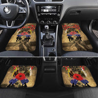 Australia and New Zealand ANZAC Day Car Mats Kangaroo and Kiwi Bird Soldier-Honor and Remember Vintage Style LT03 Set 4pcs Beige - Polynesian Pride