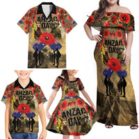 Australia and New Zealand ANZAC Day Family Matching Off Shoulder Maxi Dress and Hawaiian Shirt Kangaroo and Kiwi Bird Soldier-Honor and Remember Vintage Style LT03 - Polynesian Pride