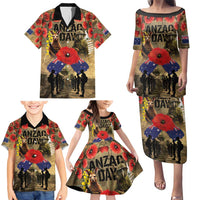 Australia and New Zealand ANZAC Day Family Matching Puletasi and Hawaiian Shirt Kangaroo and Kiwi Bird Soldier-Honor and Remember Vintage Style LT03 - Polynesian Pride