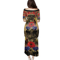 Australia and New Zealand ANZAC Day Family Matching Puletasi and Hawaiian Shirt Kangaroo and Kiwi Bird Soldier-Honor and Remember Vintage Style LT03 - Polynesian Pride