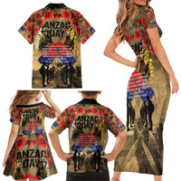 Australia and New Zealand ANZAC Day Family Matching Short Sleeve Bodycon Dress and Hawaiian Shirt Kangaroo and Kiwi Bird Soldier-Honor and Remember Vintage Style LT03 - Polynesian Pride