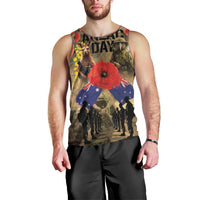Australia and New Zealand ANZAC Day Men Tank Top Kangaroo and Kiwi Bird Soldier-Honor and Remember Vintage Style LT03 - Polynesian Pride