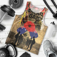 Australia and New Zealand ANZAC Day Men Tank Top Kangaroo and Kiwi Bird Soldier-Honor and Remember Vintage Style LT03 - Polynesian Pride
