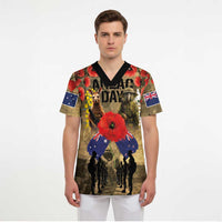 Australia and New Zealand ANZAC Day Scrub Top Kangaroo and Kiwi Bird Soldier-Honor and Remember Vintage Style LT03 - Polynesian Pride