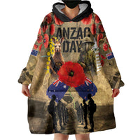 Australia and New Zealand ANZAC Day Wearable Blanket Hoodie Kangaroo and Kiwi Bird Soldier-Honor and Remember Vintage Style LT03 - Polynesian Pride