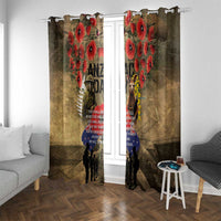 Australia and New Zealand ANZAC Day Window Curtain Kangaroo and Kiwi Bird Soldier-Honor and Remember Vintage Style LT03 With Grommets Beige - Polynesian Pride