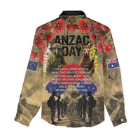 Australia and New Zealand ANZAC Day Women Casual Shirt Kangaroo and Kiwi Bird Soldier-Honor and Remember Vintage Style