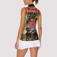 Australia and New Zealand ANZAC Day Women Sleeveless Polo Shirt Kangaroo and Kiwi Bird Soldier-Honor and Remember Vintage Style LT03 - Polynesian Pride