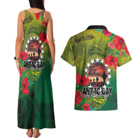Cook Islands ANDAC Day Couples Matching Tank Maxi Dress and Hawaiian Shirt Honor and Remember Soliders-Forever in My Thoughts Grunge Style LT03 - Polynesian Pride
