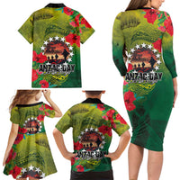 Cook Islands ANDAC Day Family Matching Long Sleeve Bodycon Dress and Hawaiian Shirt Honor and Remember Soliders-Forever in My Thoughts Grunge Style LT03 - Polynesian Pride