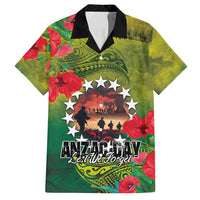 Cook Islands ANDAC Day Family Matching Tank Maxi Dress and Hawaiian Shirt Honor and Remember Soliders-Forever in My Thoughts Grunge Style LT03 Dad's Shirt - Short Sleeve Green-Yellow - Polynesian Pride