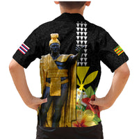 Hawaii King Kamehameha Day Family Matching Mermaid Dress and Hawaiian Shirt Kanaka Maoli Hibiscus Flower and Kakau Pattern LT03 - Polynesian Pride