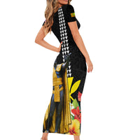 Hawaii King Kamehameha Day Family Matching Short Sleeve Bodycon Dress and Hawaiian Shirt Kanaka Maoli Hibiscus Flower and Kakau Pattern LT03 - Polynesian Pride