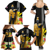 Hawaii King Kamehameha Day Family Matching Summer Maxi Dress and Hawaiian Shirt Kanaka Maoli Hibiscus Flower and Kakau Pattern LT03 - Polynesian Pride