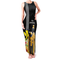 Hawaii King Kamehameha Day Family Matching Tank Maxi Dress and Hawaiian Shirt Kanaka Maoli Hibiscus Flower and Kakau Pattern LT03 Mom's Dress Black - Polynesian Pride