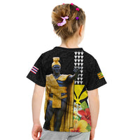 Hawaii King Kamehameha Day Kid T Shirt Kanaka Maoli Hibiscus Flower and Kakau Pattern LT03 - Polynesian Pride