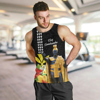 Hawaii King Kamehameha Day Men Tank Top Kanaka Maoli Hibiscus Flower and Kakau Pattern LT03 Black - Polynesian Pride