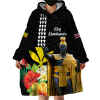 Hawaii King Kamehameha Day Wearable Blanket Hoodie Kanaka Maoli Hibiscus Flower and Kakau Pattern LT03 - Polynesian Pride
