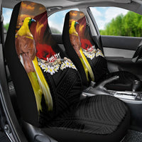 Papua New Guinea Remembrance Day Car Seat Cover Bird of Paradise Plumeria Flower and Polynesian Pattern LT03 - Polynesian Pride