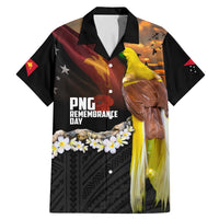 Papua New Guinea Remembrance Day Family Matching Mermaid Dress and Hawaiian Shirt Bird of Paradise Plumeria Flower and Polynesian Pattern LT03 Dad's Shirt - Short Sleeve Black - Polynesian Pride