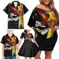 Papua New Guinea Remembrance Day Family Matching Off Shoulder Short Dress and Hawaiian Shirt Bird of Paradise Plumeria Flower and Polynesian Pattern LT03 - Polynesian Pride