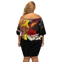 Papua New Guinea Remembrance Day Family Matching Off Shoulder Short Dress and Hawaiian Shirt Bird of Paradise Plumeria Flower and Polynesian Pattern LT03 - Polynesian Pride