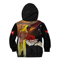 Papua New Guinea Remembrance Day Kid Hoodie Bird of Paradise Plumeria Flower and Polynesian Pattern LT03 - Polynesian Pride
