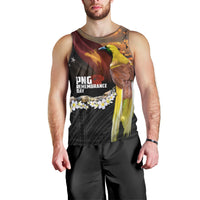 Papua New Guinea Remembrance Day Men Tank Top Bird of Paradise Plumeria Flower and Polynesian Pattern LT03 - Polynesian Pride