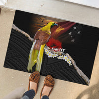 Papua New Guinea Remembrance Day Rubber Doormat Bird of Paradise Plumeria Flower and Polynesian Pattern LT03 - Polynesian Pride