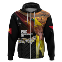 Papua New Guinea Remembrance Day Zip Hoodie Bird of Paradise Plumeria Flower and Polynesian Pattern LT03 Zip Hoodie Black - Polynesian Pride
