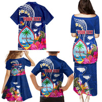 Personalised Guam Liberation Family Matching Puletasi and Hawaiian Shirt Latte Stone and Guahan Seal Jungle Flower LT03 - Polynesian Pride