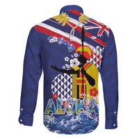 Hawaii King Kamehameha Day Family Matching Long Sleeve Bodycon Dress and Hawaiian Shirt Lei Sea Waves Polynesian Tapa Pattern LT03 - Polynesian Pride