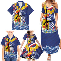 Hawaii King Kamehameha Day Family Matching Summer Maxi Dress and Hawaiian Shirt Lei Sea Waves Polynesian Tapa Pattern LT03 - Polynesian Pride
