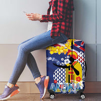 Hawaii King Kamehameha Day Luggage Cover Lei Sea Waves Polynesian Tapa Pattern