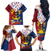 Philippines Independence Day 126th Anniversary Family Matching Off The Shoulder Long Sleeve Dress and Hawaiian Shirt Polynesian Pattern National Flag Style LT03 - Polynesian Pride