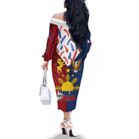 Philippines Independence Day 126th Anniversary Family Matching Off The Shoulder Long Sleeve Dress and Hawaiian Shirt Polynesian Pattern National Flag Style LT03 - Polynesian Pride