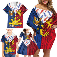 Philippines Independence Day 126th Anniversary Family Matching Off Shoulder Short Dress and Hawaiian Shirt Polynesian Pattern National Flag Style LT03 - Polynesian Pride