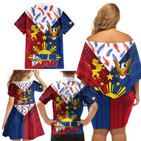 Philippines Independence Day 126th Anniversary Family Matching Off Shoulder Short Dress and Hawaiian Shirt Polynesian Pattern National Flag Style LT03 - Polynesian Pride