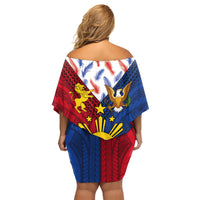 Philippines Independence Day 126th Anniversary Family Matching Off Shoulder Short Dress and Hawaiian Shirt Polynesian Pattern National Flag Style LT03 - Polynesian Pride